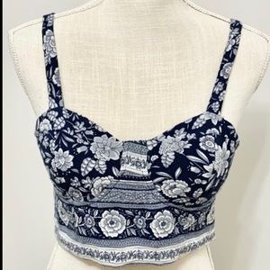 American Eagle Floral Shirred Crop Corset Top S